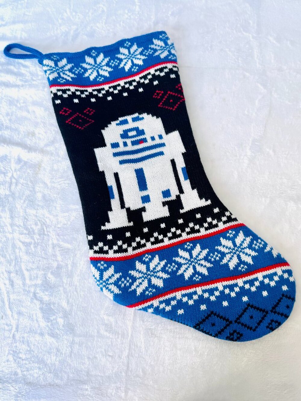 Star Wars R2-D2 Blue Knit 20" Christmas Stocking Hangers Blue Black White